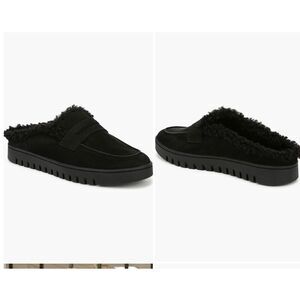 Vionic Uptown Mule Women's Loafers & Slip-Ons Black Faux Shearling 8M new